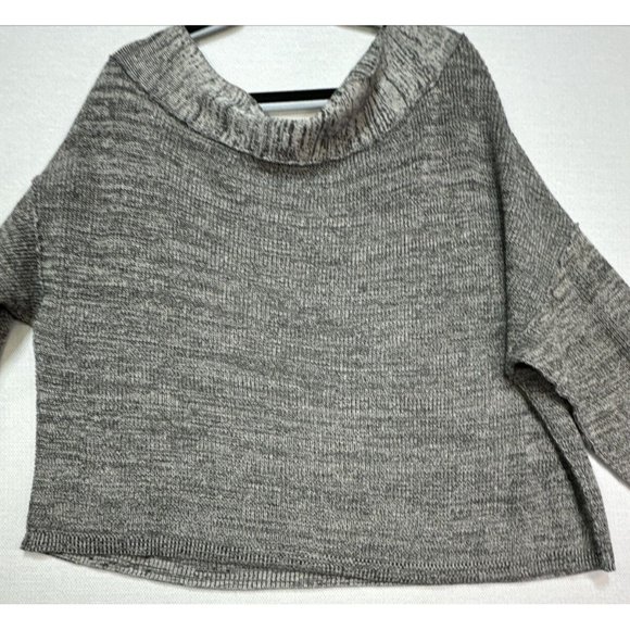 Free People Womens Oversize Knit Sweater Small Black Gray Linen Blend - Picture 6 of 12